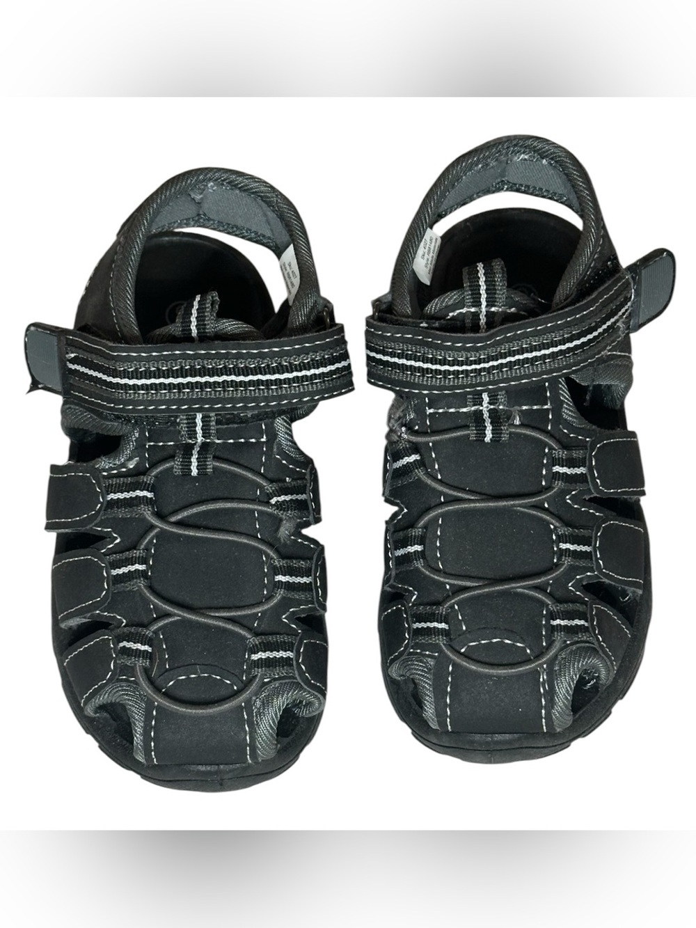 RuggedBear Kids closed toe athletic Sandals.Blk/Gy size 9.